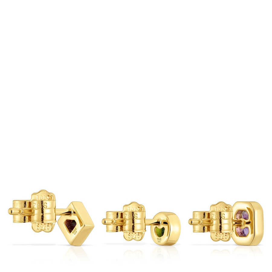set di piccoli orecchini con placcatura in oro 18kt su argento e pietre preziose tous basic colors