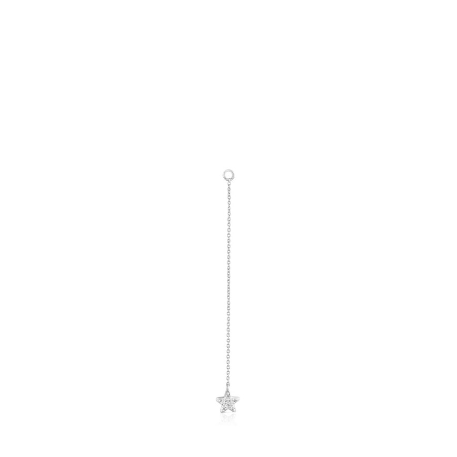 orecchino singolo a stella lunga in oro bianco con diamanti tous grain