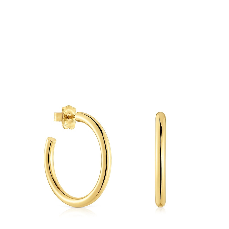orecchini a cerchio lunghi da 28 mm con placcatura in oro 18kt su argento tous basics