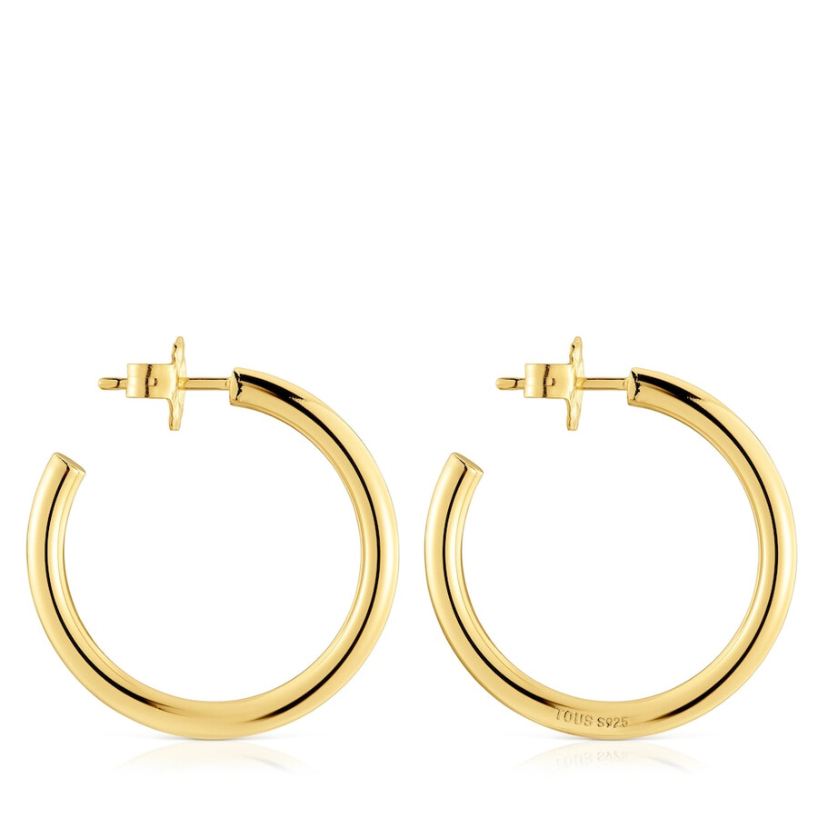 orecchini a cerchio lunghi da 28 mm con placcatura in oro 18kt su argento tous basics