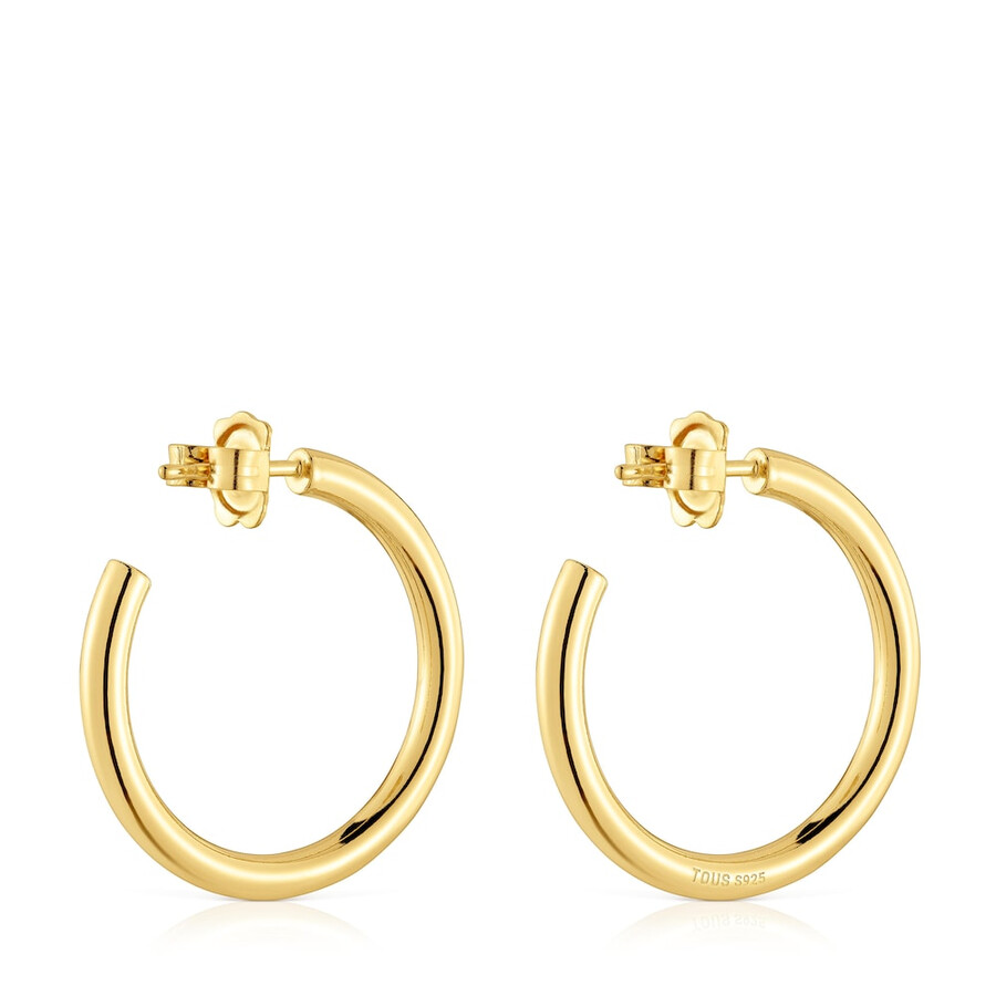 orecchini a cerchio lunghi da 28 mm con placcatura in oro 18kt su argento tous basics