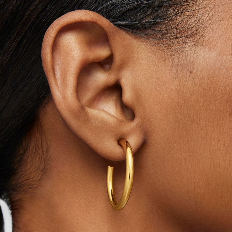 orecchini a cerchio lunghi da 28 mm con placcatura in oro 18kt su argento tous basics