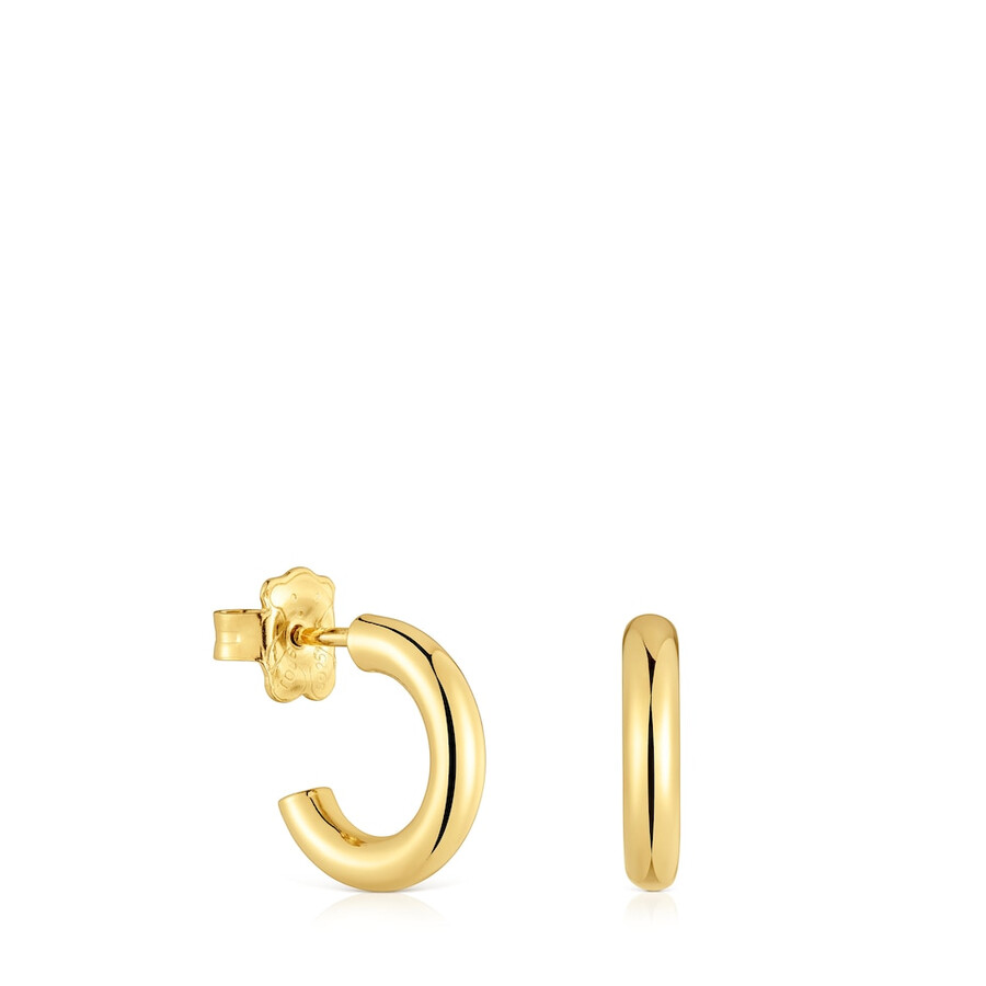 orecchini a cerchio corti da 14 mm con placcatura in oro 18kt su argento tous basics