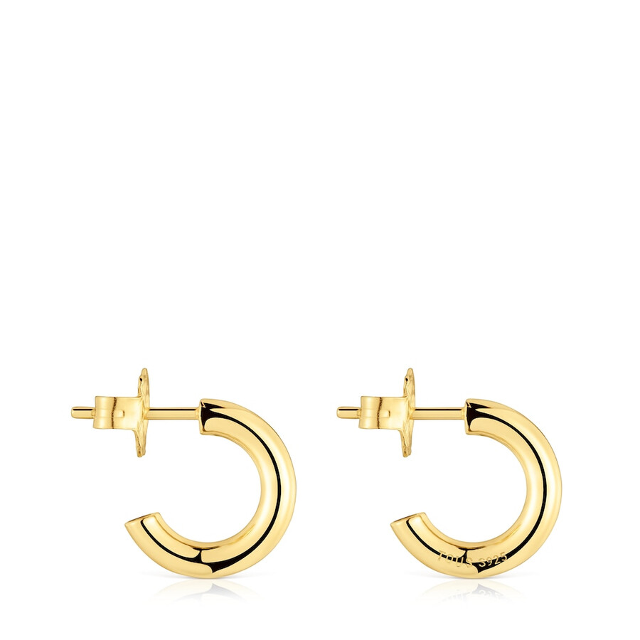 orecchini a cerchio corti da 14 mm con placcatura in oro 18kt su argento tous basics
