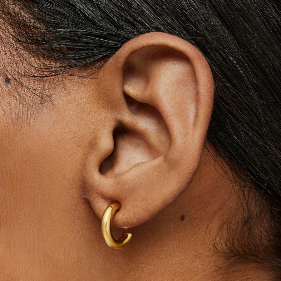 orecchini a cerchio corti da 14 mm con placcatura in oro 18kt su argento tous basics