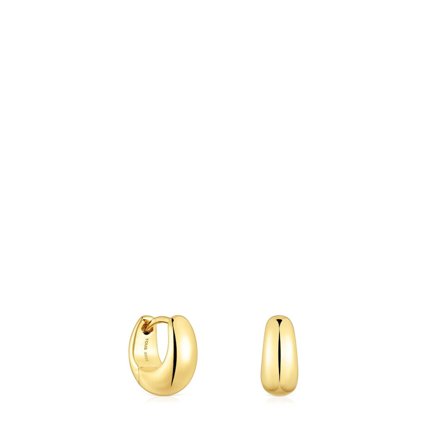 orecchini a cerchio corti e spessi con placcatura in oro 18kt su argento tous basics