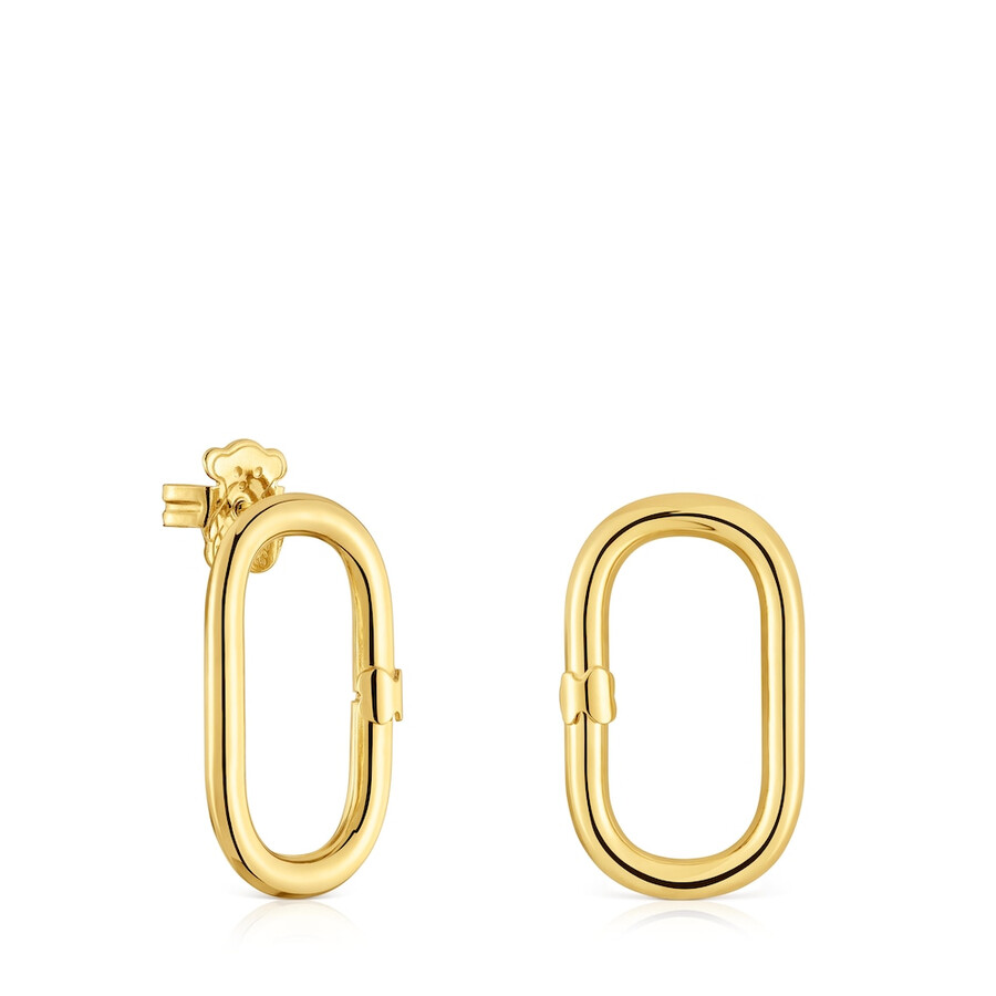 orecchini corti con placcatura in oro 18kt su argento hold oval