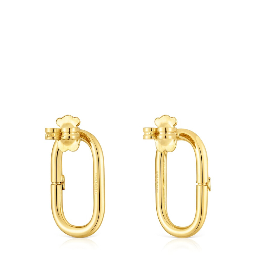 orecchini corti con placcatura in oro 18kt su argento hold oval