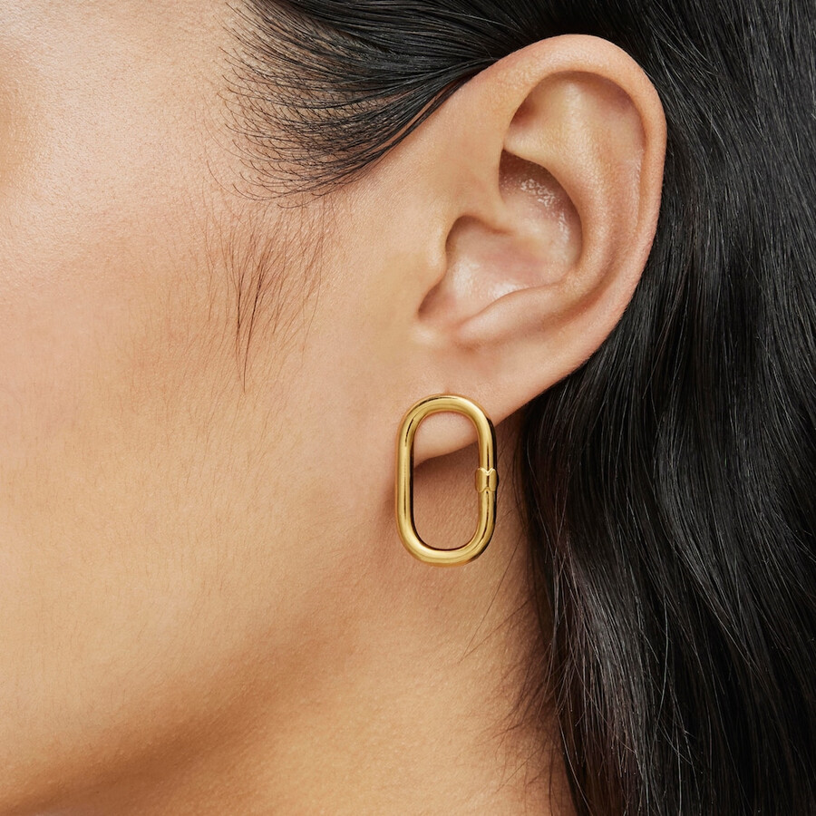 orecchini corti con placcatura in oro 18kt su argento hold oval