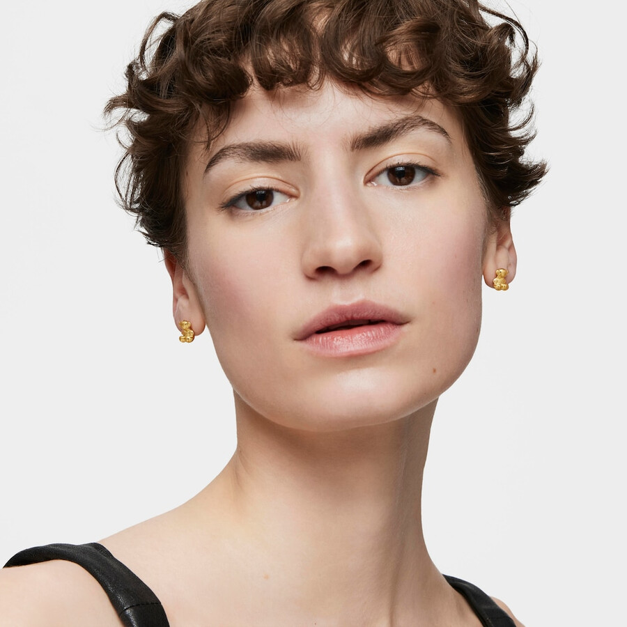 orecchini bold bear da 10 mm con placcatura in oro 18kt su argento
