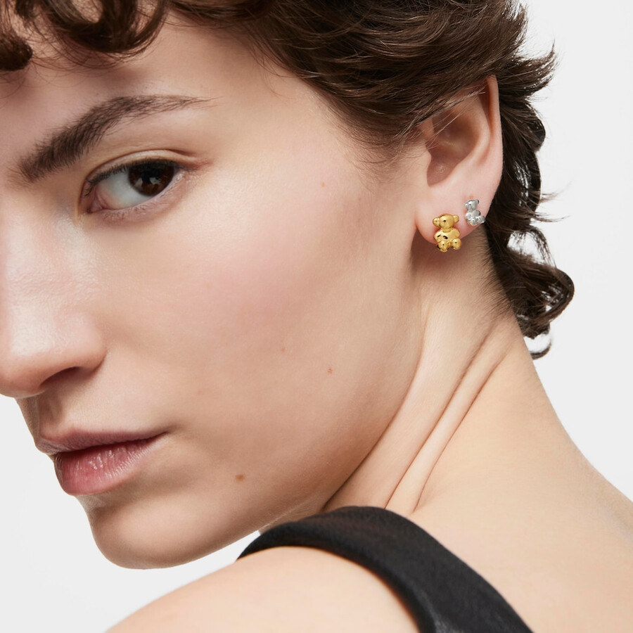 orecchini bold bear da 10 mm con placcatura in oro 18kt su argento