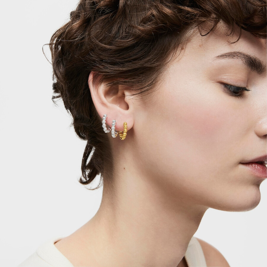 orecchini a cerchio piccoli lucidi da 10 mm con ciondoli placcati in oro 18kt su argento