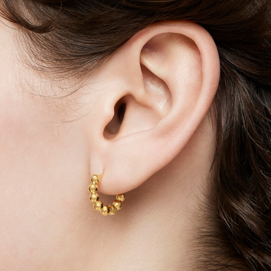 orecchini a cerchio piccoli lucidi da 10 mm con ciondoli placcati in oro 18kt su argento