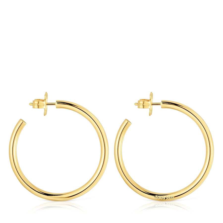 orecchini a cerchio lunghi da 38 mm con placcatura in oro 18kt su argento basics