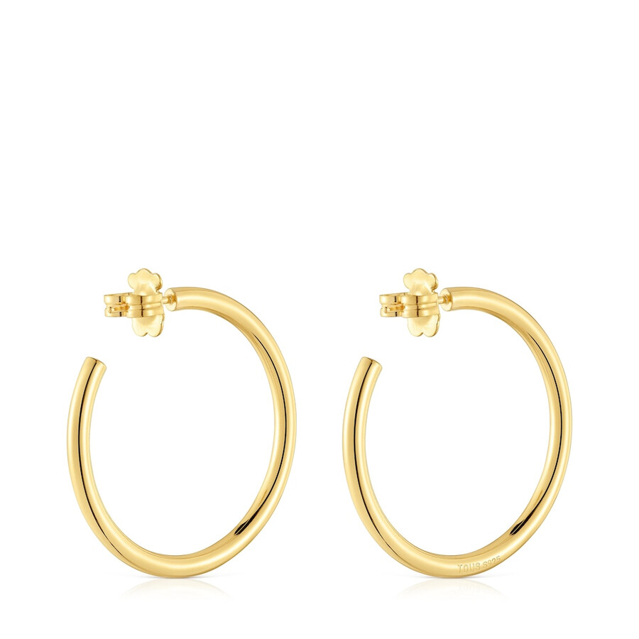 orecchini a cerchio lunghi da 38 mm con placcatura in oro 18kt su argento basics