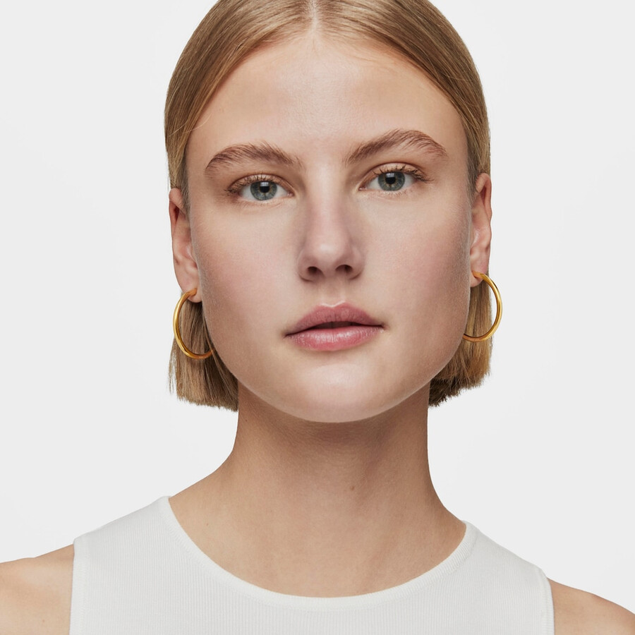 orecchini a cerchio lunghi da 38 mm con placcatura in oro 18kt su argento basics