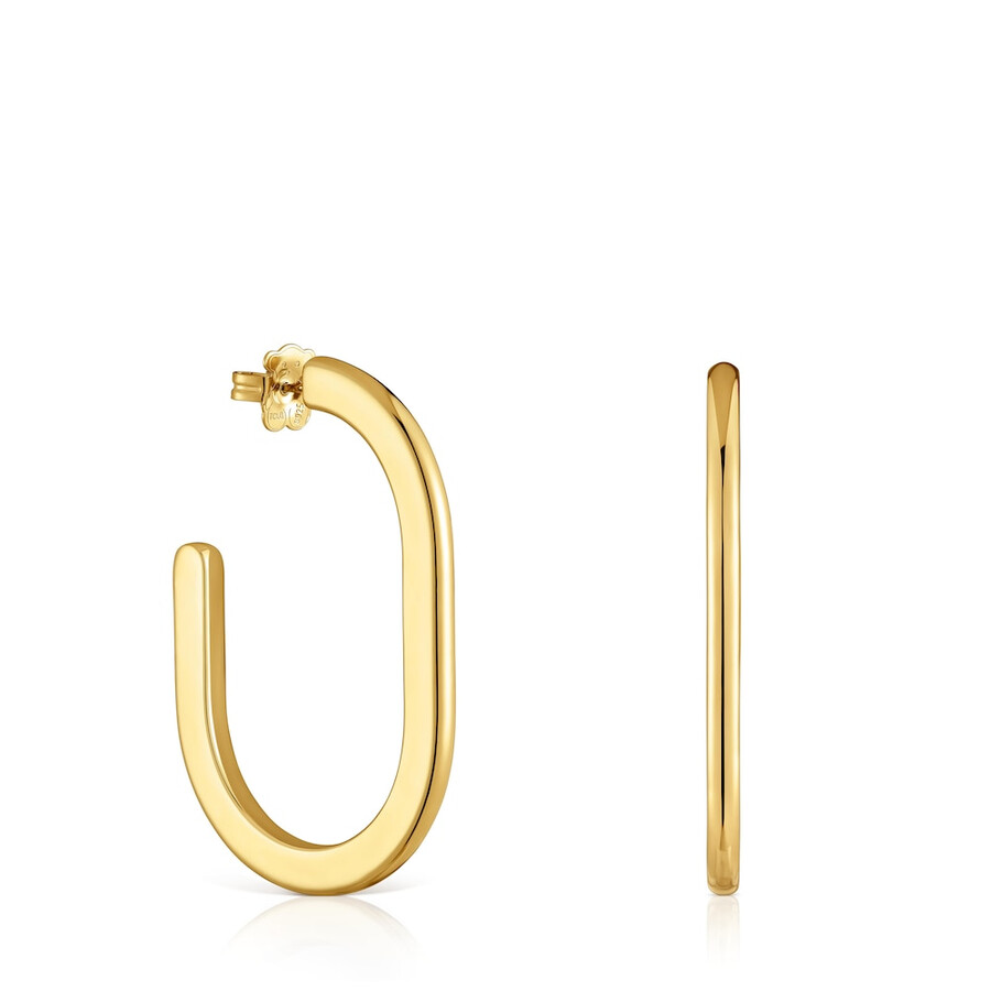 orecchini a cerchio lunghi in argento placcato oro 18kt line