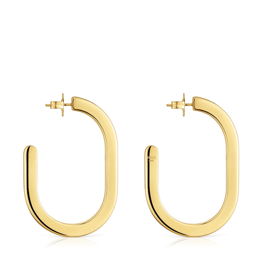 orecchini a cerchio lunghi in argento placcato oro 18kt line