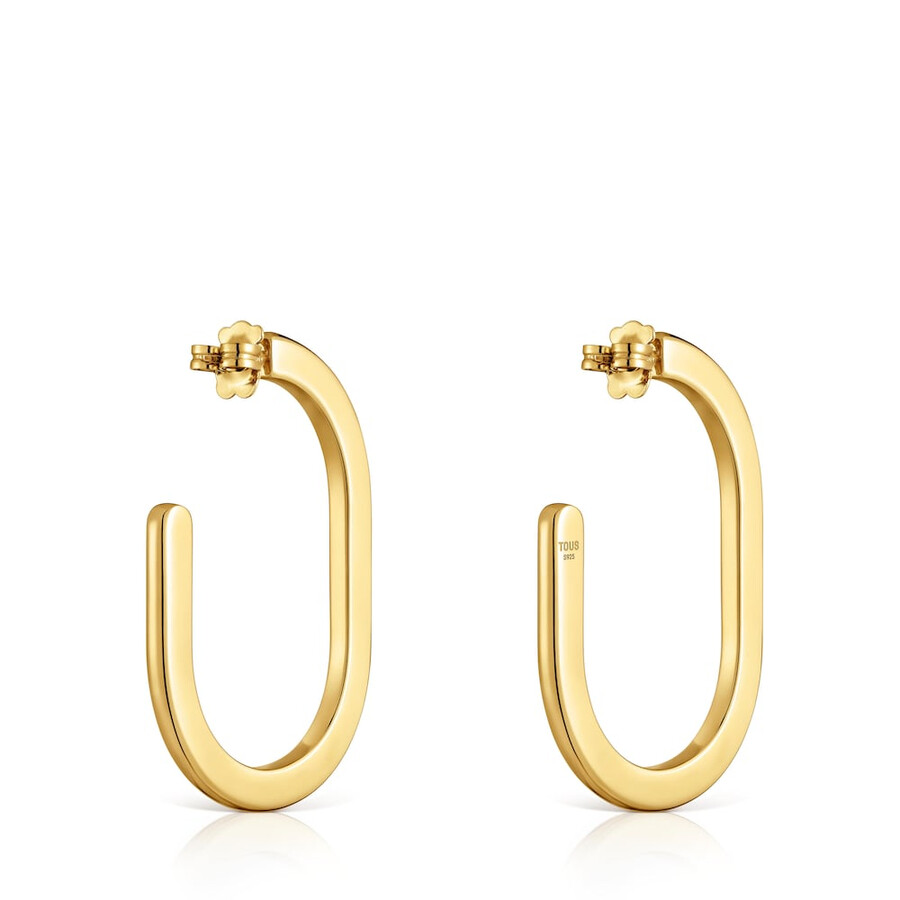 orecchini a cerchio lunghi in argento placcato oro 18kt line