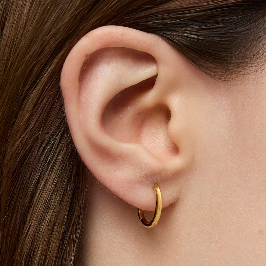 orecchino a cerchio singolo basics da 13 mm con placcatura in oro 18kt su argento