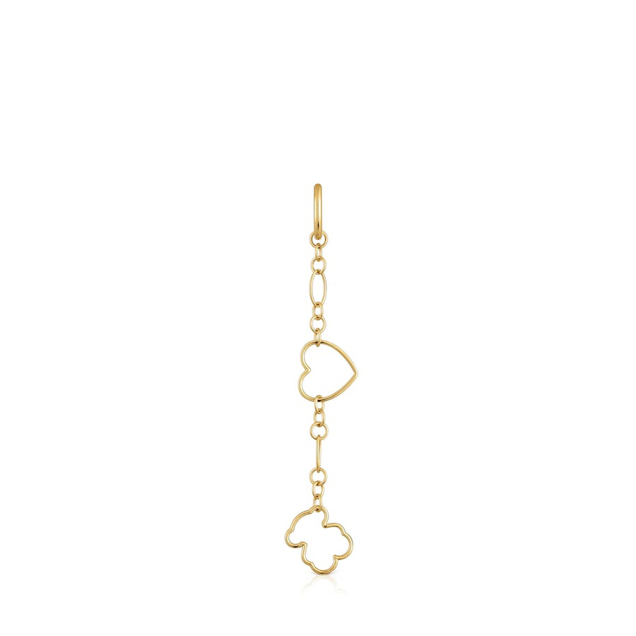 nuovo orecchino singolo lungo silueta con placcatura in oro 18kt su argento e motivi