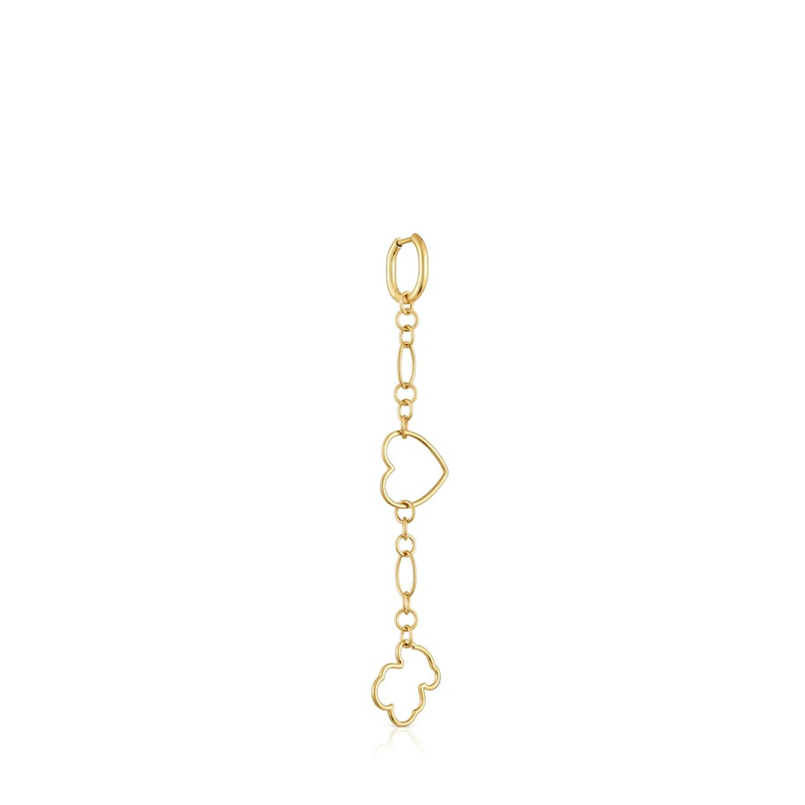 nuovo orecchino singolo lungo silueta con placcatura in oro 18kt su argento e motivi