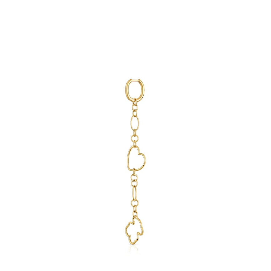 nuovo orecchino singolo lungo silueta con placcatura in oro 18kt su argento e motivi
