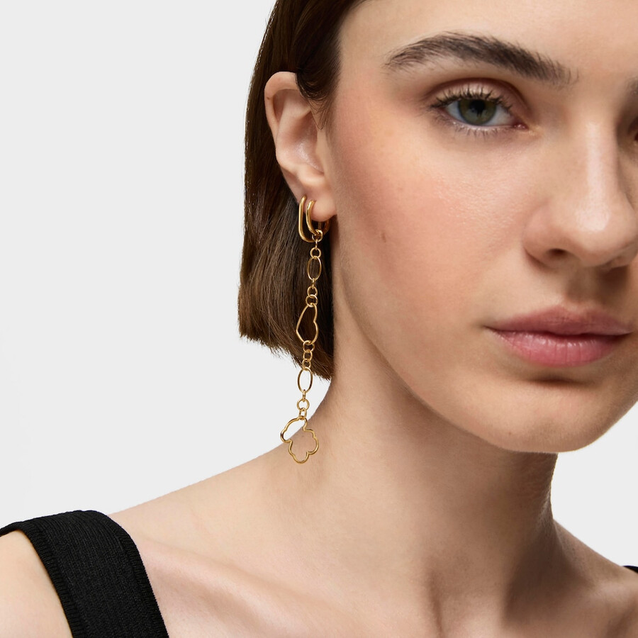 nuovo orecchino singolo lungo silueta con placcatura in oro 18kt su argento e motivi