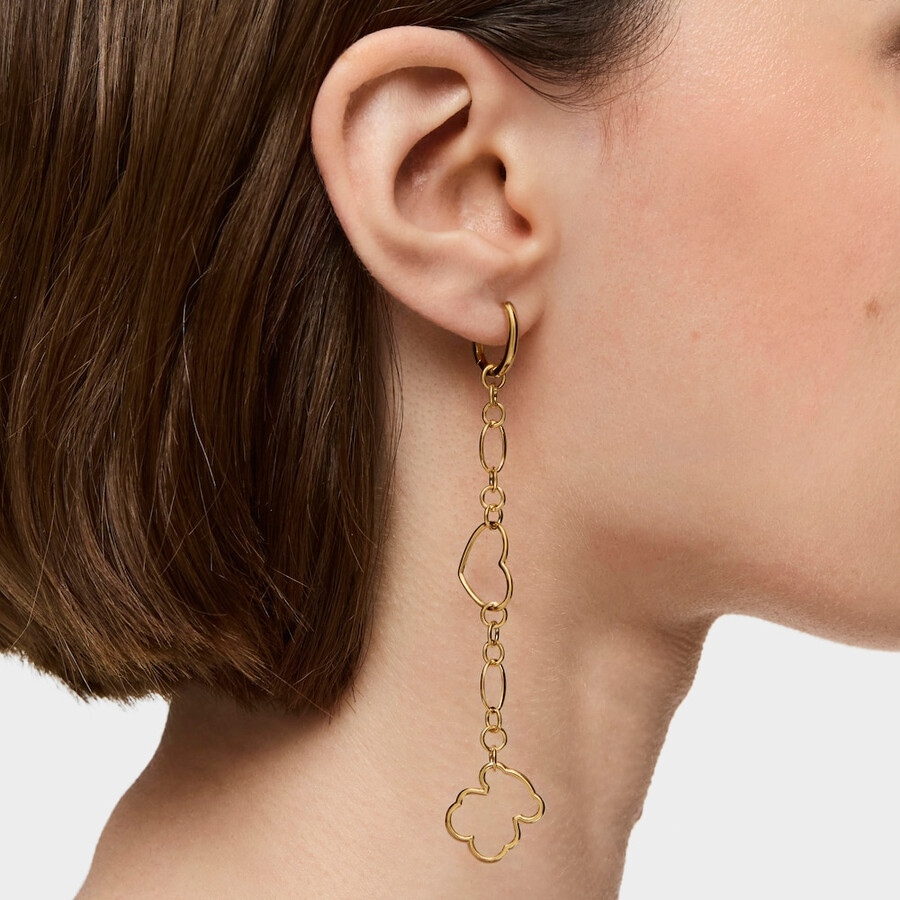 nuovo orecchino singolo lungo silueta con placcatura in oro 18kt su argento e motivi