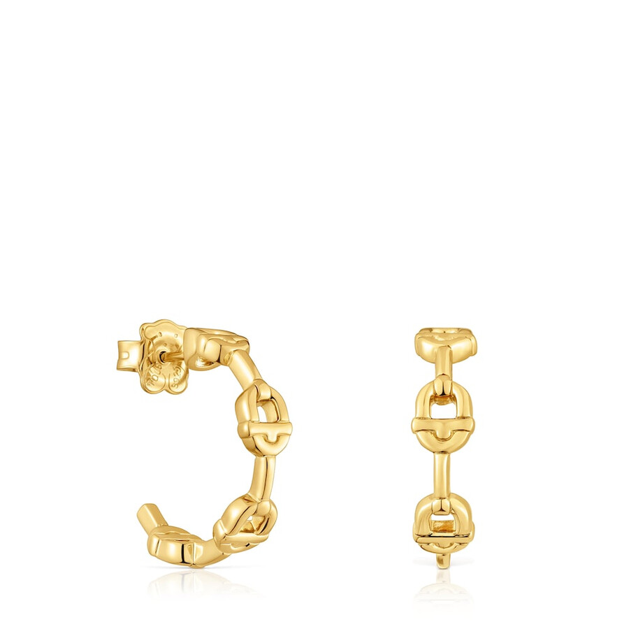 orecchini a cerchio con logo in argento e placcatura in oro 18kt da 174 mm tous manifesto