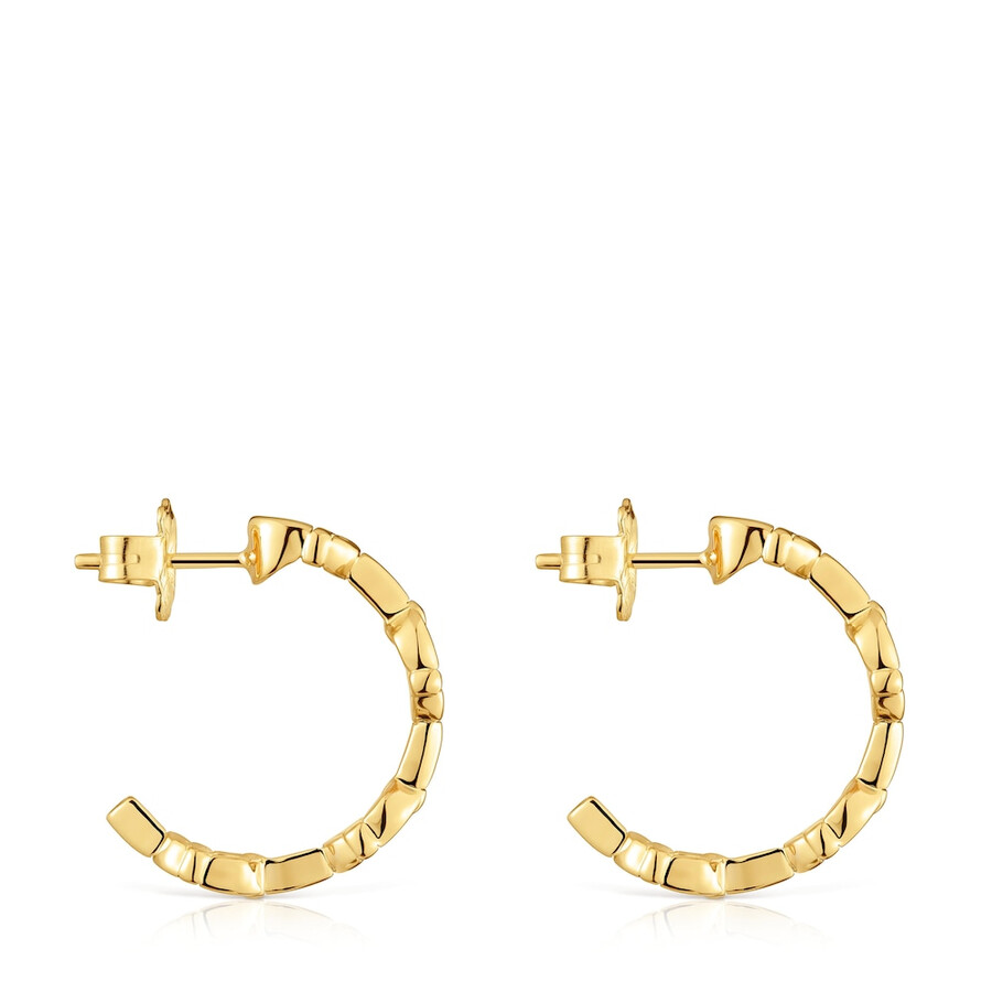 orecchini a cerchio con logo in argento e placcatura in oro 18kt da 174 mm tous manifesto