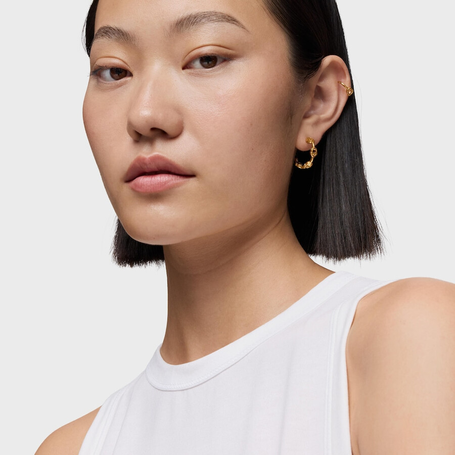 orecchini a cerchio con logo in argento e placcatura in oro 18kt da 174 mm tous manifesto