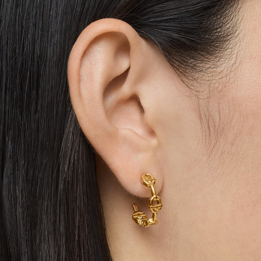 orecchini a cerchio con logo in argento e placcatura in oro 18kt da 174 mm tous manifesto
