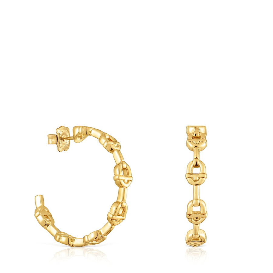 orecchini a cerchio da 30 mm placcati in oro 18kt con logo in argento tous manifesto