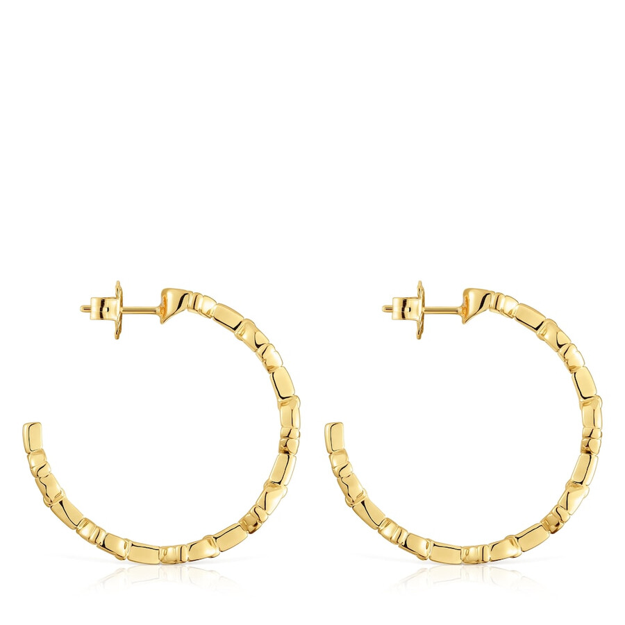 orecchini a cerchio da 30 mm placcati in oro 18kt con logo in argento tous manifesto