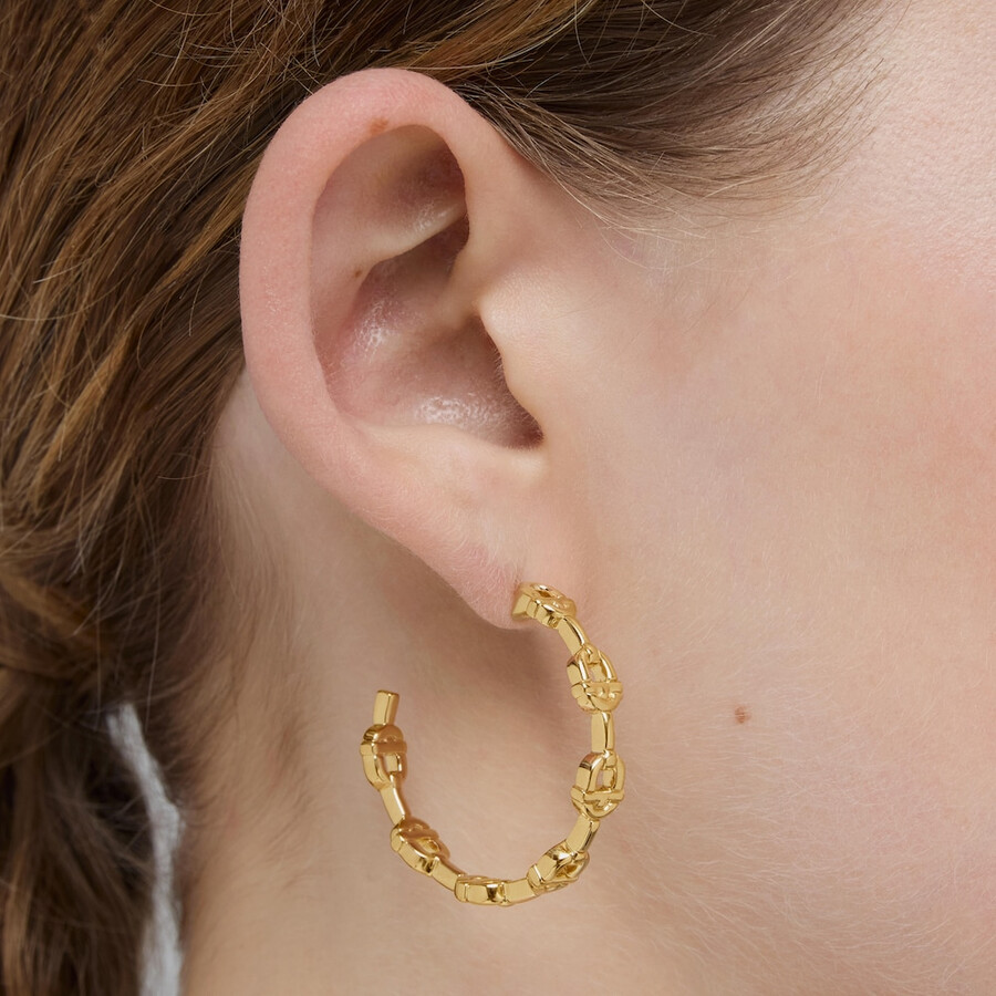 orecchini a cerchio da 30 mm placcati in oro 18kt con logo in argento tous manifesto