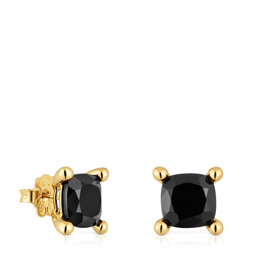 orecchini placcati in oro 18kt su argento e onice colore nero