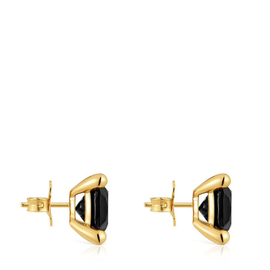 orecchini placcati in oro 18kt su argento e onice colore nero