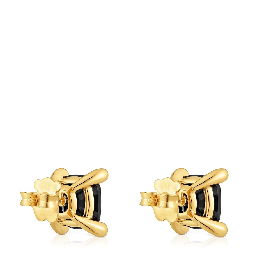 orecchini placcati in oro 18kt su argento e onice colore nero
