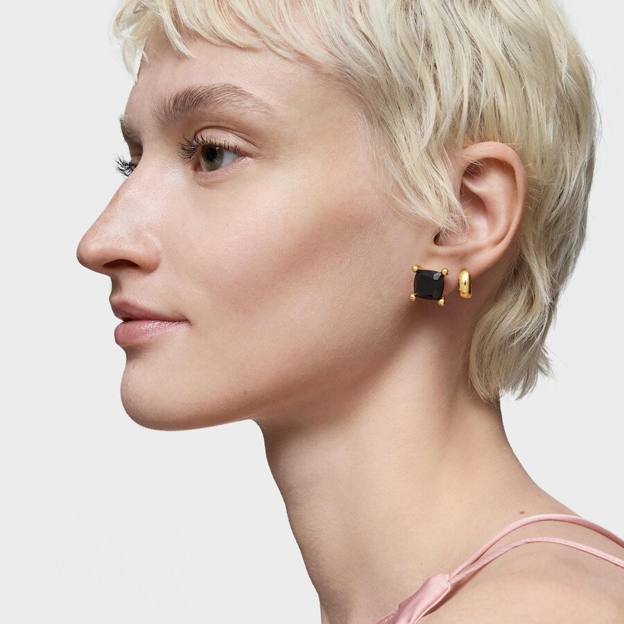 orecchini placcati in oro 18kt su argento e onice colore nero