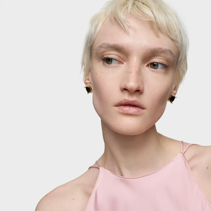 orecchini placcati in oro 18kt su argento e onice colore nero