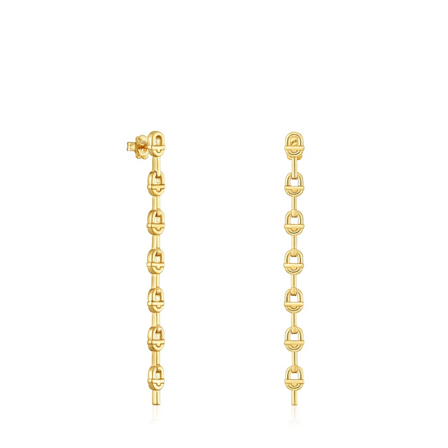 orecchini lunghi da 30 mm placcati in oro 18kt con logo in argento tous manifesto