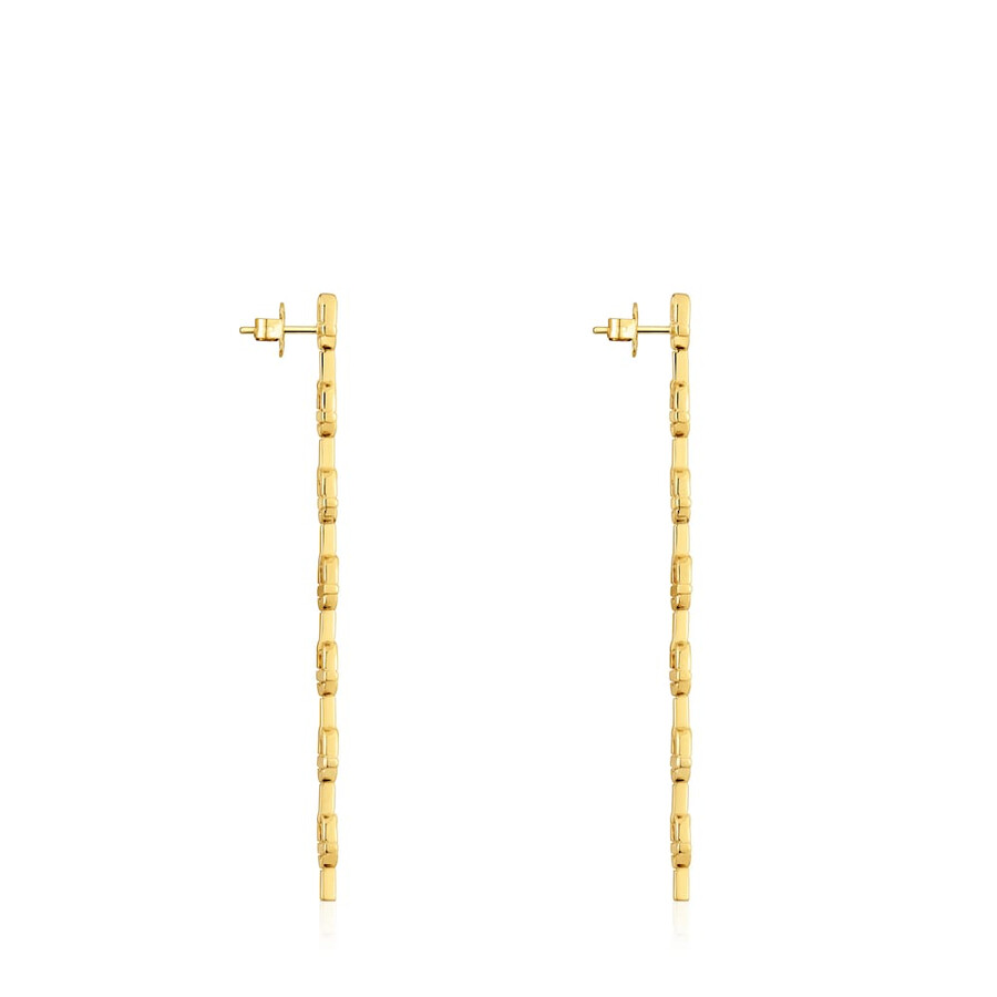 orecchini lunghi da 30 mm placcati in oro 18kt con logo in argento tous manifesto