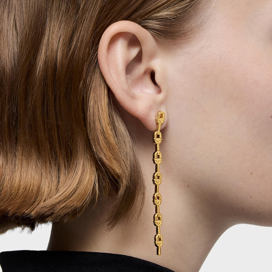 orecchini lunghi da 30 mm placcati in oro 18kt con logo in argento tous manifesto