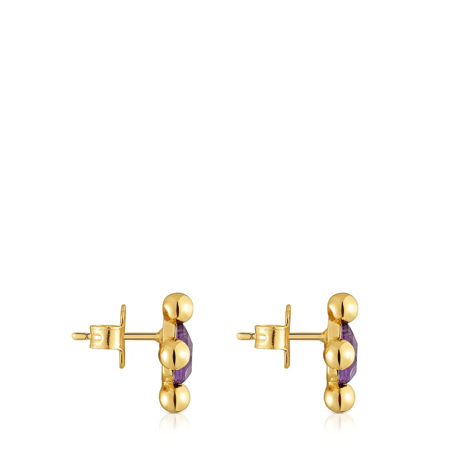 orecchini corti sugar party con placcatura in oro 18kt su argento e ametista