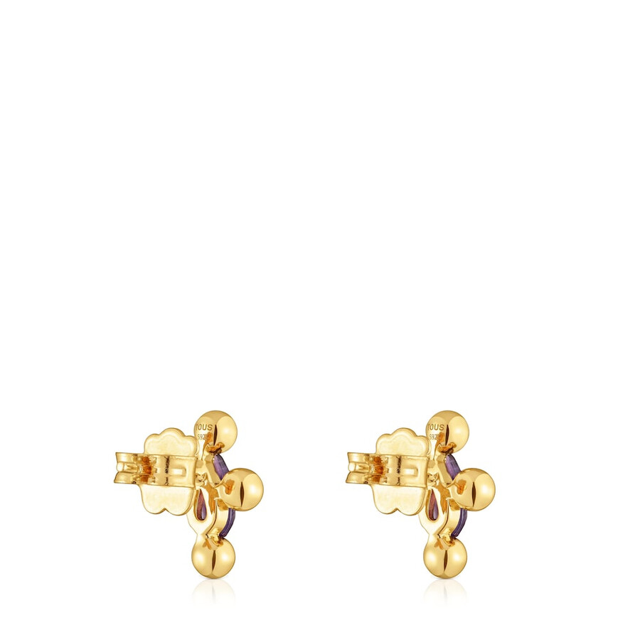 orecchini corti sugar party con placcatura in oro 18kt su argento e ametista