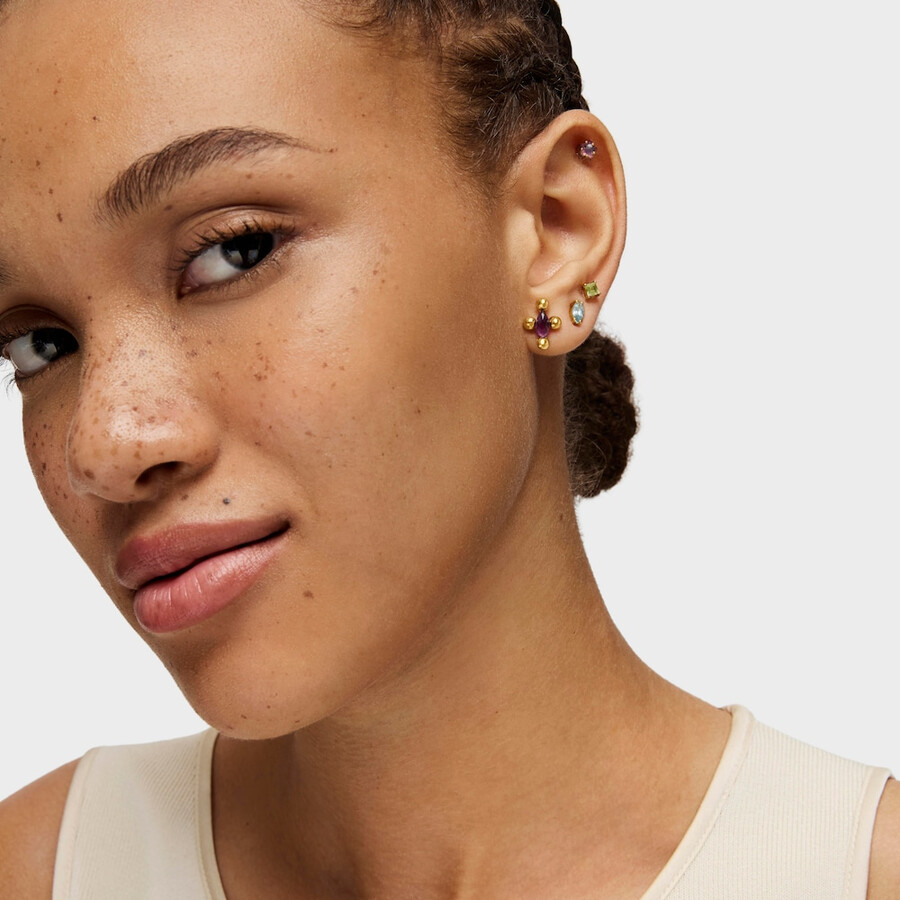 orecchini corti sugar party con placcatura in oro 18kt su argento e ametista
