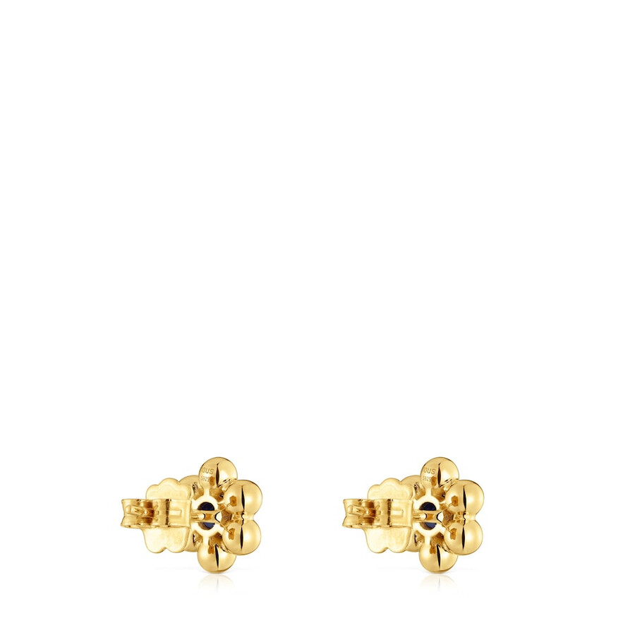 orecchini corti sugar party a forma di fiore con placcatura in oro 18kt su argento e iolite