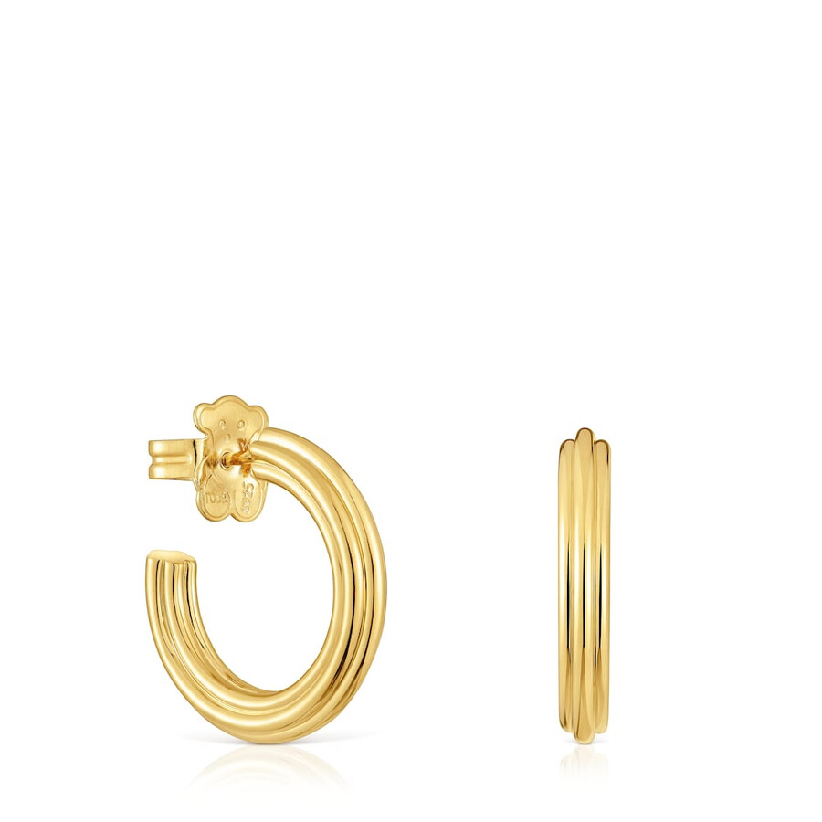 orecchini a cerchio placcati in oro 18kt su argento e motivo floreale tous 1950