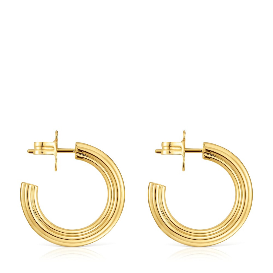orecchini a cerchio placcati in oro 18kt su argento e motivo floreale tous 1950